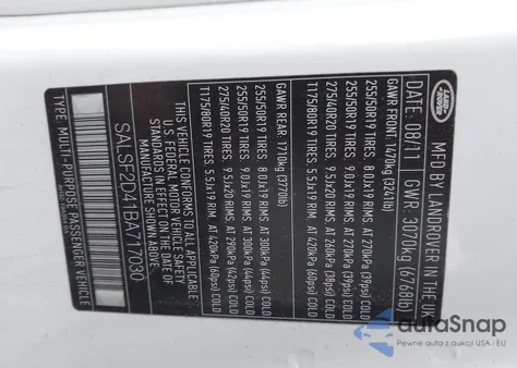 2011 Land Rover Range Rover Sport Hse from USA, damaged, VIN SALSF2D41BA717030